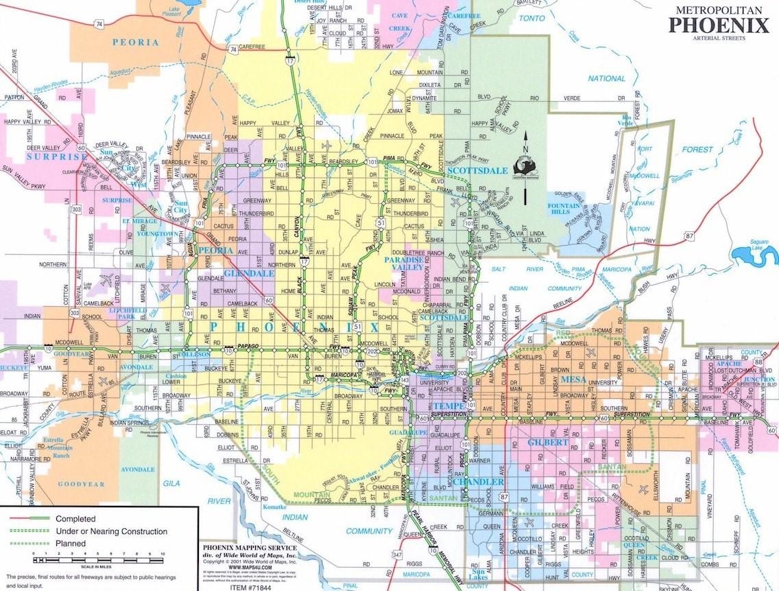 பீனிக்ஸ் நகரம் வரைபடத்தை Arizona